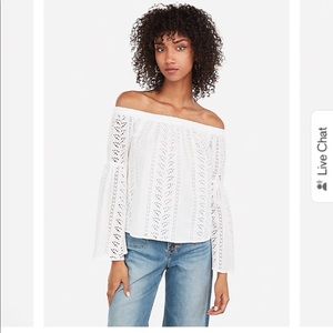 Express Eyelet Off the Shoulder Top